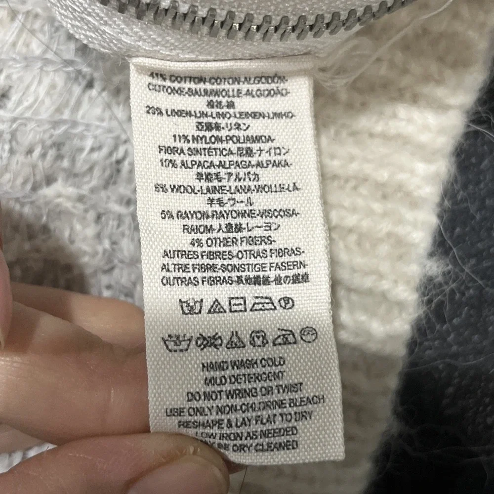 Free People Womens Sweater Top Sz S Cream Gray Alpaca Blend Fuzzy Boat Neck Cozy